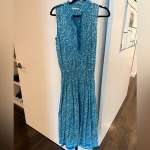 Lola Australia Sleeveless Turquoise Blue Printed Maxi Dress - small like new